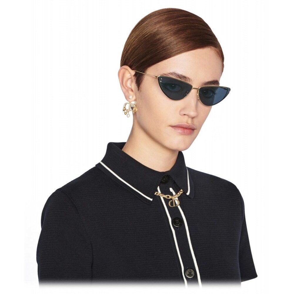 NEW Dior MISSDIOR B1U H4B0 Gunmetal Blue Unisex Metal Cat Eye Sunglasses